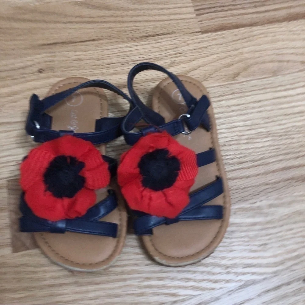 Cat & Jack Blue Red Floral Sandal Sz 7